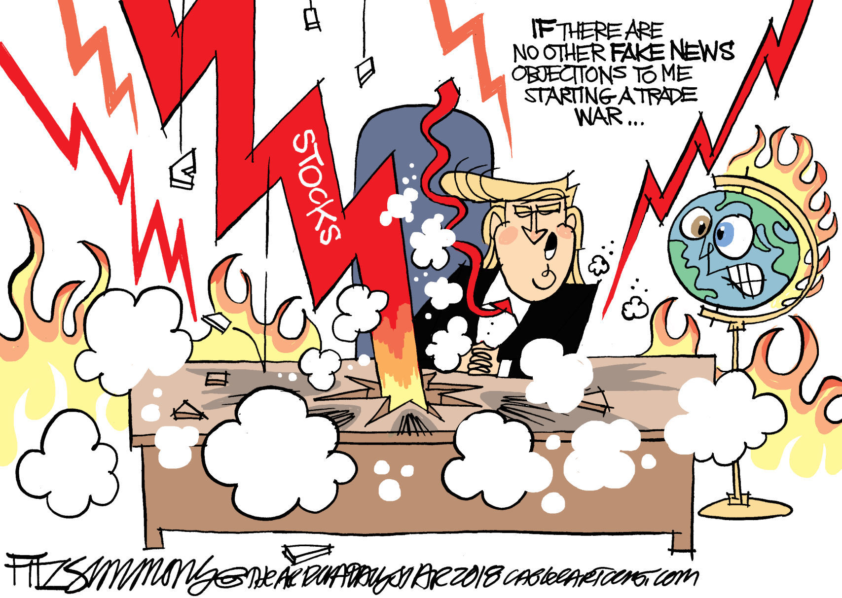 Daily Fitz Cartoon: Trade Warrior
